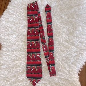 Belk Christmas Holiday Silk Tie with Ornaments Stockings Red